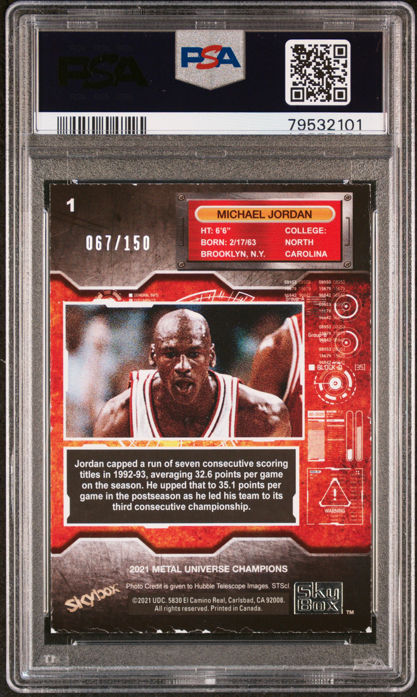 2021 Skybox Metal Universe Champions Michael Jordan Red Precious Metal Gems #1 PSA 0 79532101