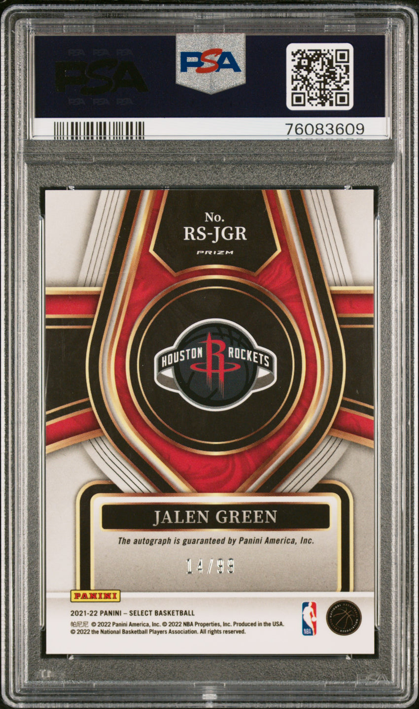 2021 Panini Select Rookie Signatures Jalen Green Rke.Sig-Neon Green Prizm #RSJGR PSA 9 76083609