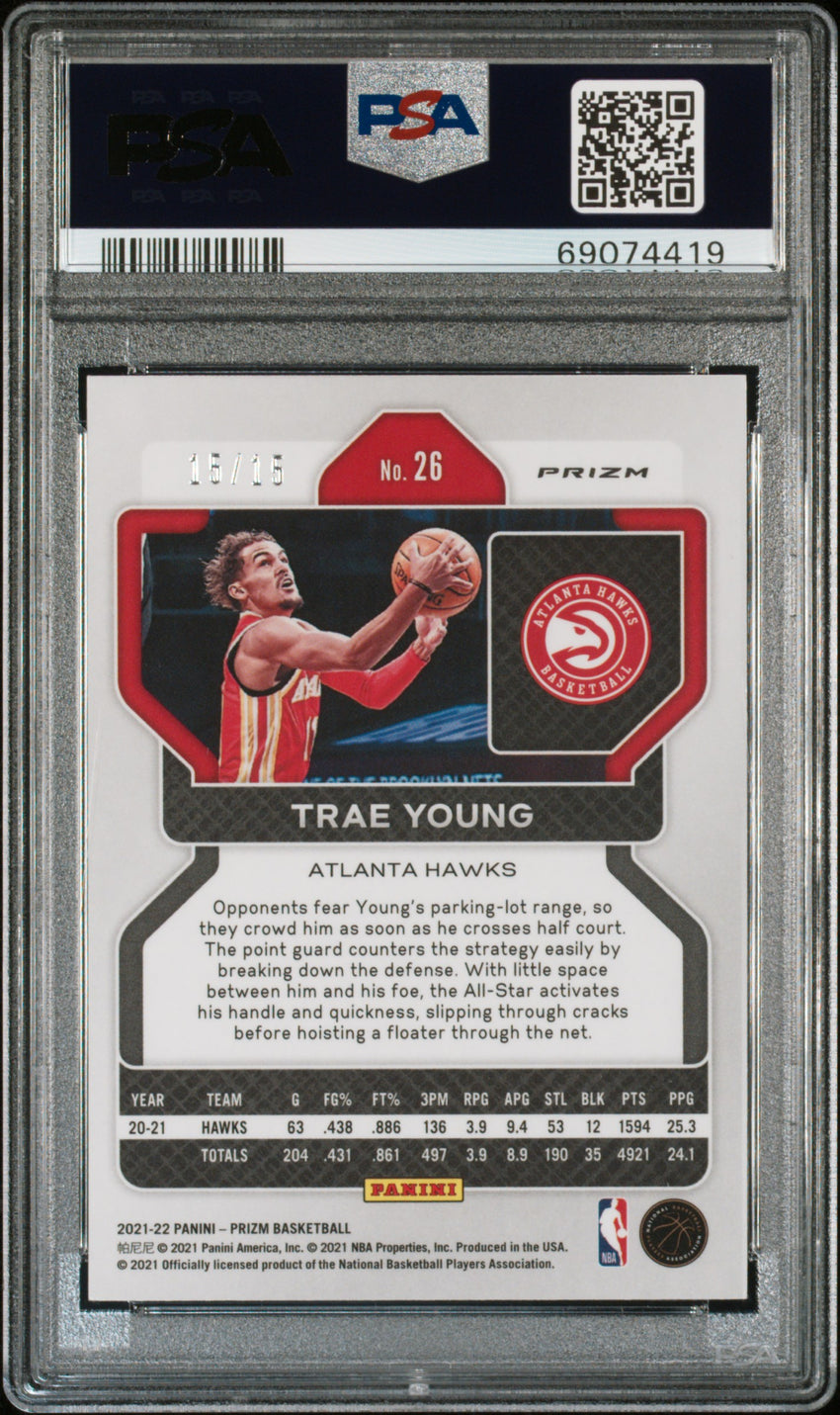 2021 Panini Prizm Trae Young Red/Blue/Purple Choice #26 PSA 8 69074419