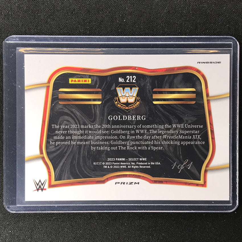 2023 Select Wwe Goldberg Ringside Black Prizm 1/1