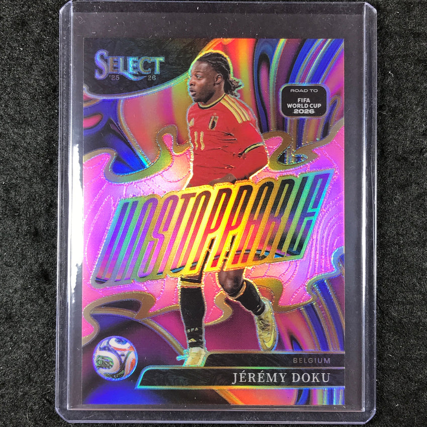2025-26 Select Road to World Cup JEREMY DOKU Unstoppable Pink 24/25 #21