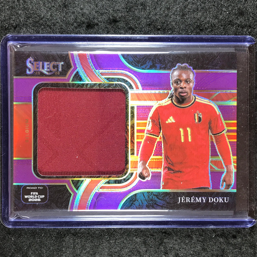 2025-26 Select Road to World Cup JEREMY DOKU Jumbo Swatches Jersey Purple 18/99