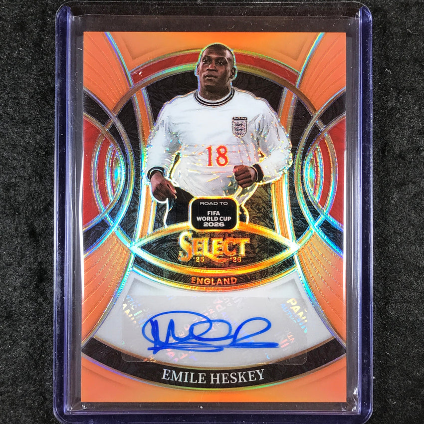 2025-26 Select Road to World Cup EMILE HESKEY Signatures Auto Orange 22/49