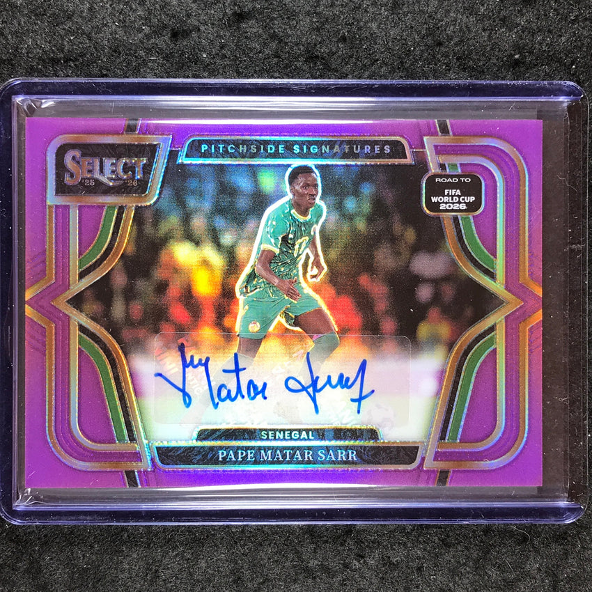 2025-26 Select Road to World Cup PAPE MATAR SARR Pitchside Auto Purple 8/49