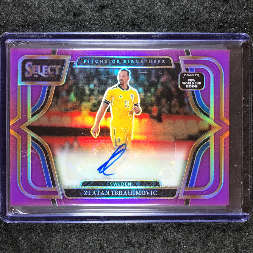 2025-26 Select Road to World Cup ZLATAN IBRAHIMOVIC Pitchside Auto Purple 3/49