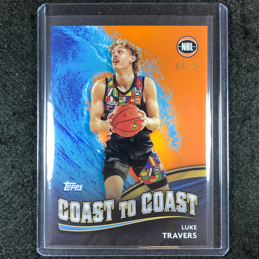 2023-24 Topps Chrome NBL LUKE TRAVERS Coast to Coast Orange 3/25 #10