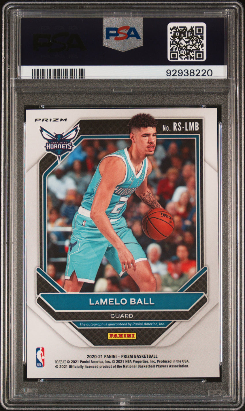 2020 Panini Prizm Rookie Signatures Lamelo Ball Rookie Sig-Choice Prizm #LMB PSA 10 92938220