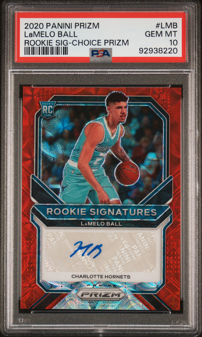 2020 Panini Prizm Rookie Signatures Lamelo Ball Rookie Sig-Choice Prizm #LMB PSA 10 92938220