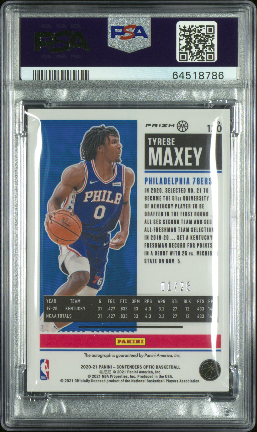2020 Panini Contenders Optic Tyrese Maxey Variation-Auto-Orange #120 PSA 10 64518786