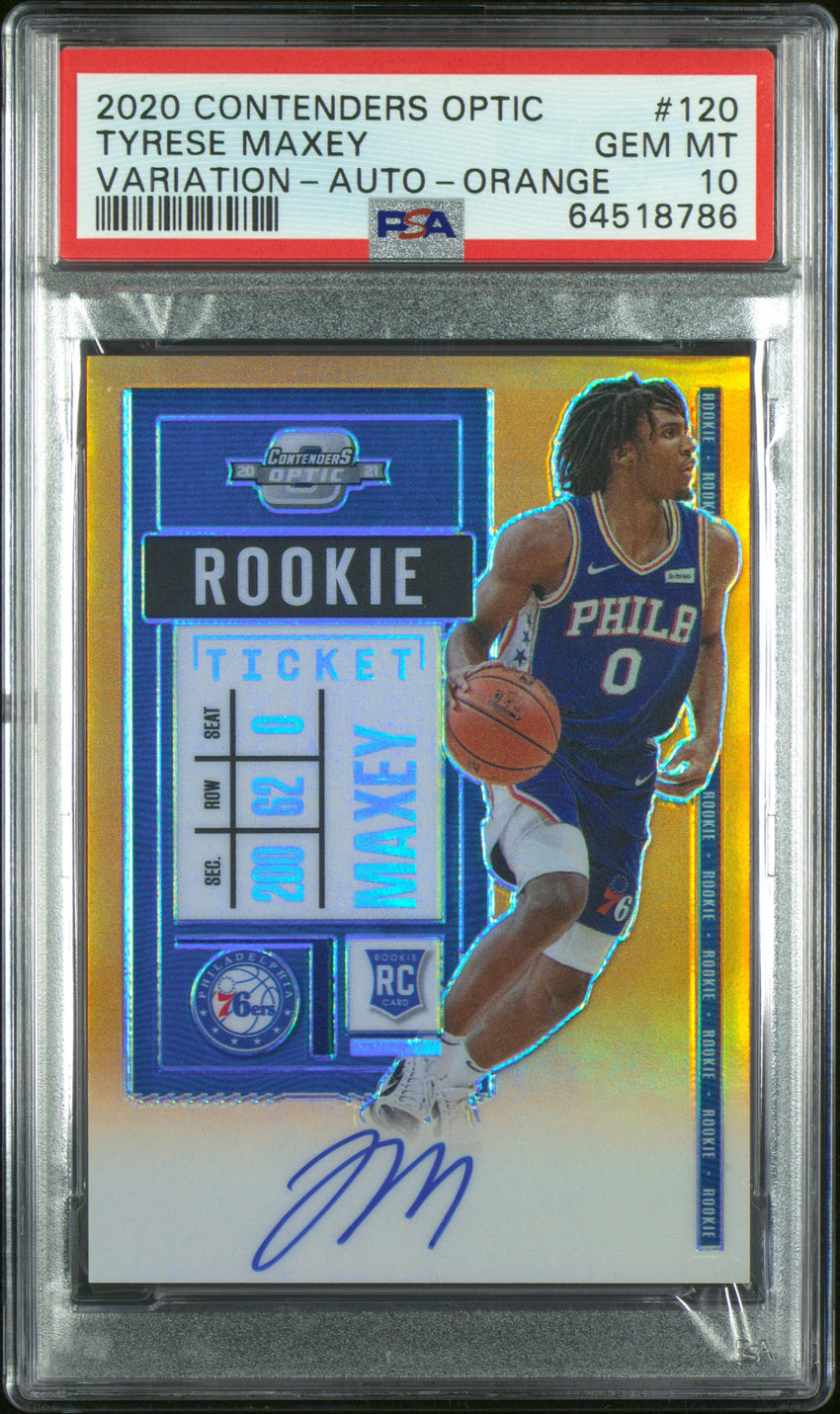2020 Panini Contenders Optic Tyrese Maxey Variation-Auto-Orange #120 PSA 10 64518786
