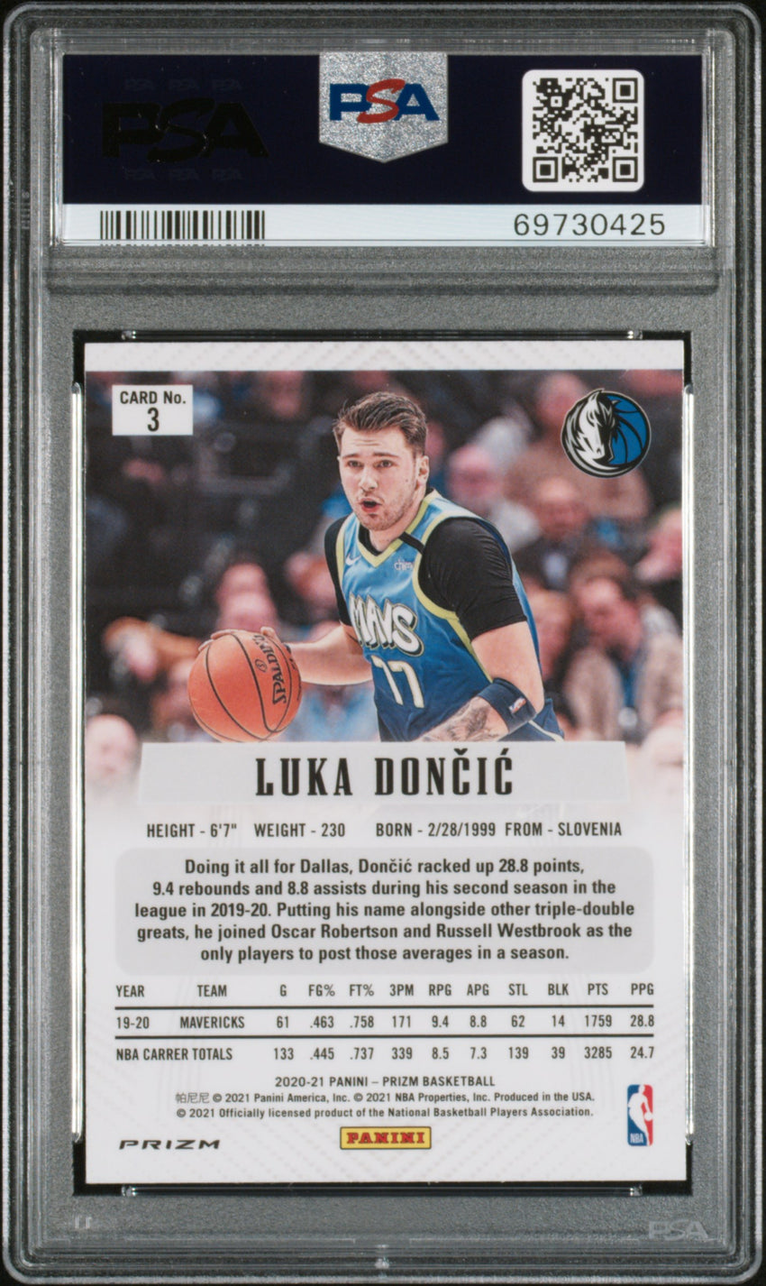 2020 Panini Prizm Prizm Flashback Luka Doncic Prizm Flshbck-Silver Prizm #3 PSA 9 69730425