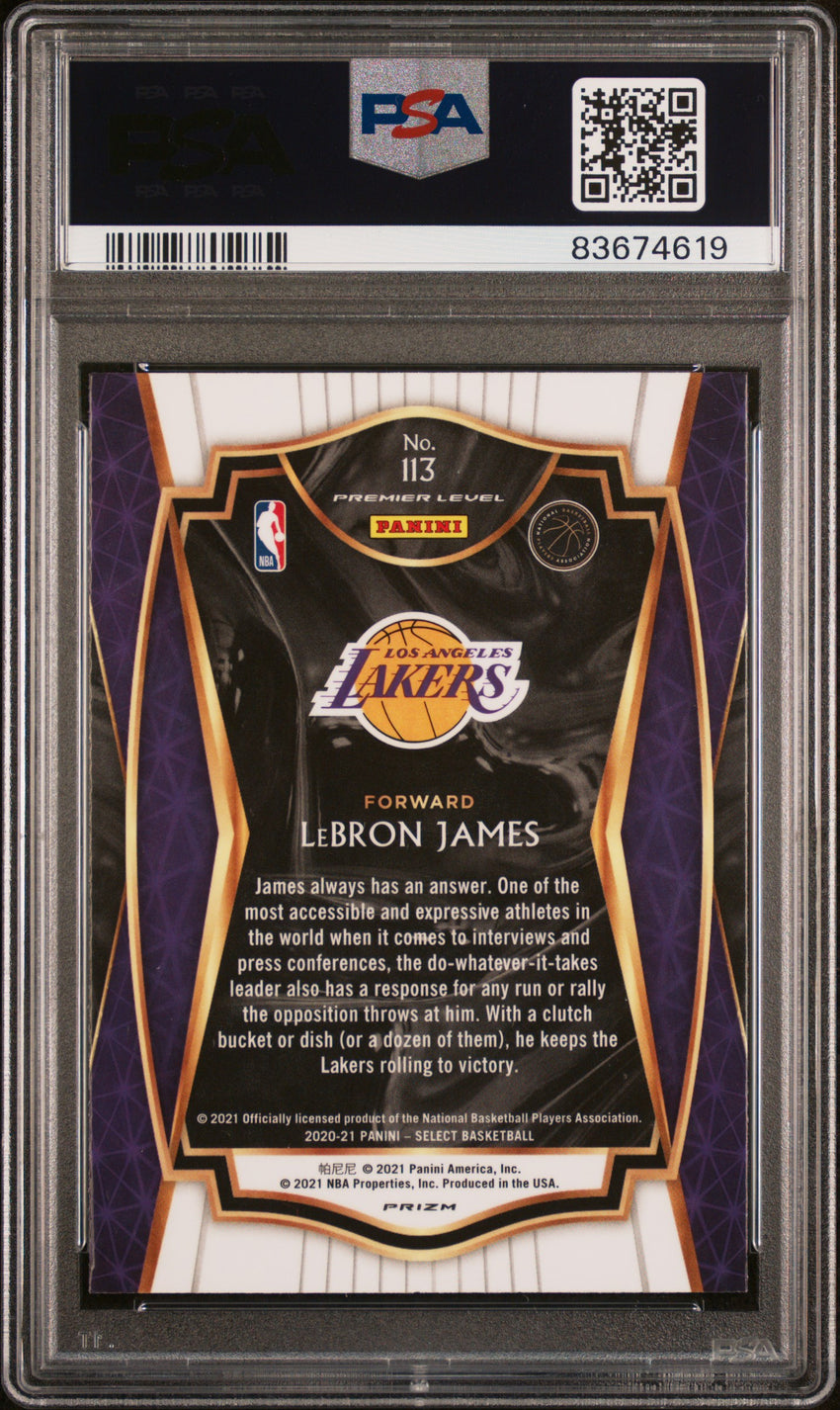 2020 Panini Select Lebron James Zebra Prizm #113 PSA 10 83674619