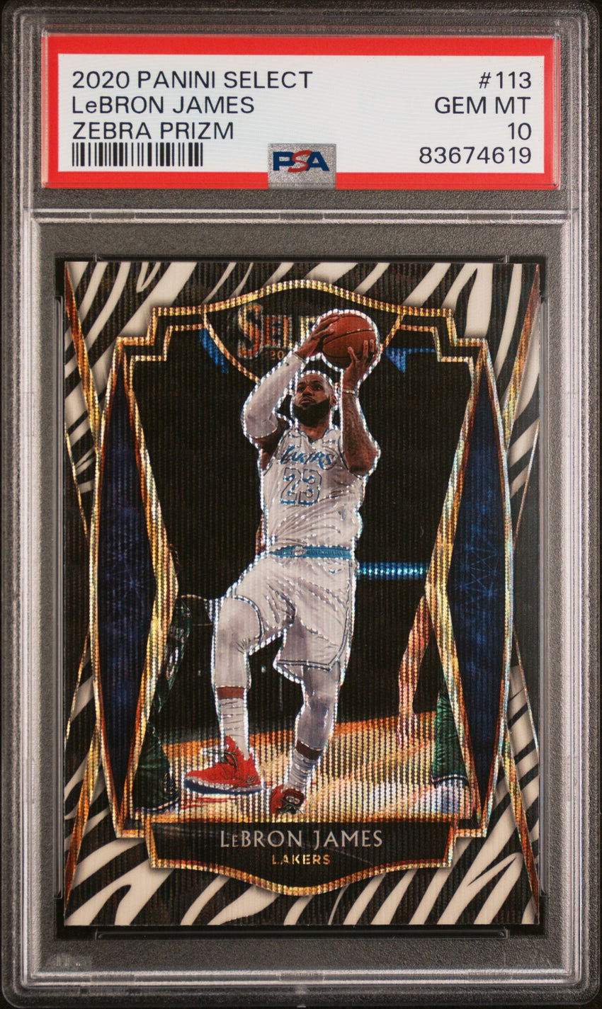 2020 Panini Select Lebron James Zebra Prizm #113 PSA 10 83674619