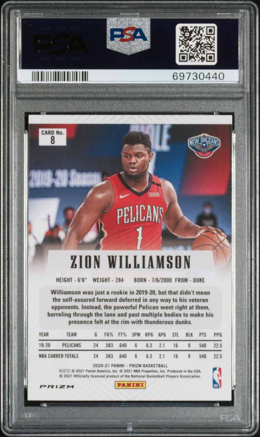 2020 Panini Prizm Prizm Flashback Zion Williamson Prizm Flshbck-Silver Prizm #8 PSA 10 69730440