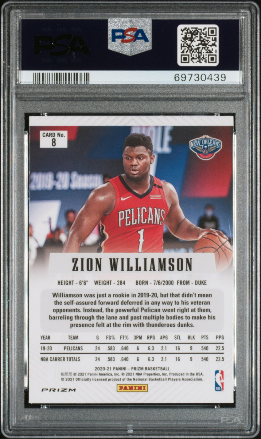 2020 Panini Prizm Prizm Flashback Zion Williamson Prizm Flshbck-Silver Prizm #8 PSA 10 69730439