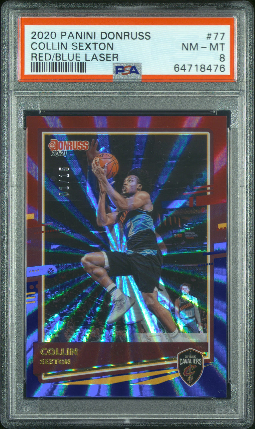 2020 Panini Donruss Collin Sexton Red/Blue Laser #77 PSA 8 64718476
