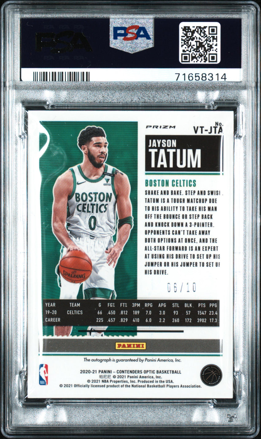 2020 Panini Contenders Optic Veteran Season Ticket Autographs Jayson Tatum Vet.Ssn.Tckt.Au-Gold AU #VTJTA PSA 9 71658314