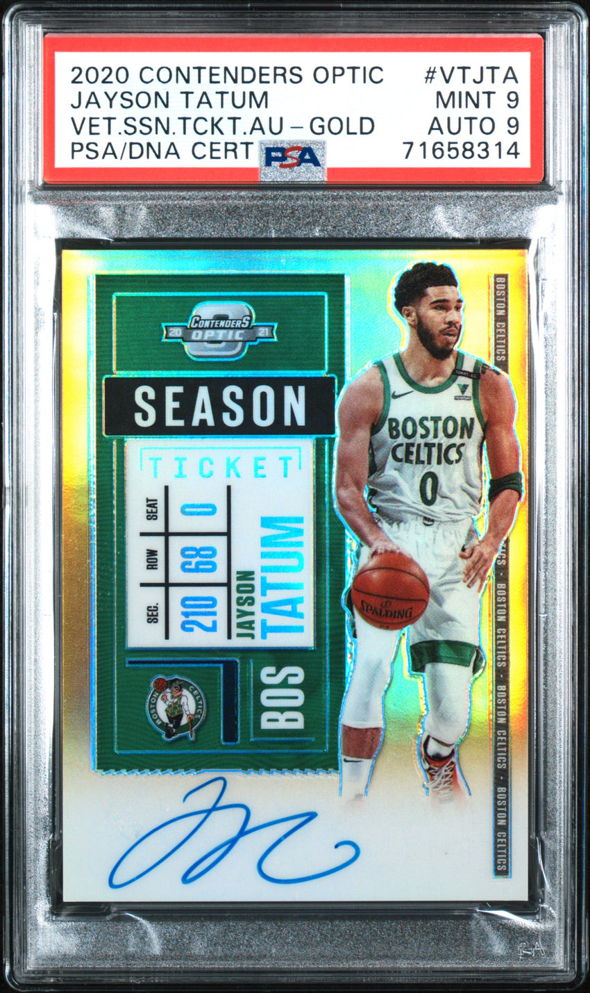 2020 Panini Contenders Optic Veteran Season Ticket Autographs Jayson Tatum Vet.Ssn.Tckt.Au-Gold AU #VTJTA PSA 9 71658314