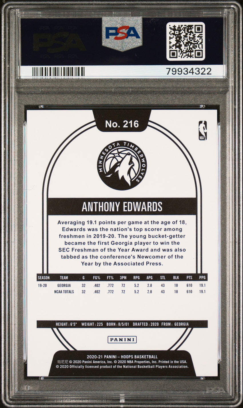 2020 Panini Hoops Anthony Edwards Blue Explosion #216 PSA 9 79934322