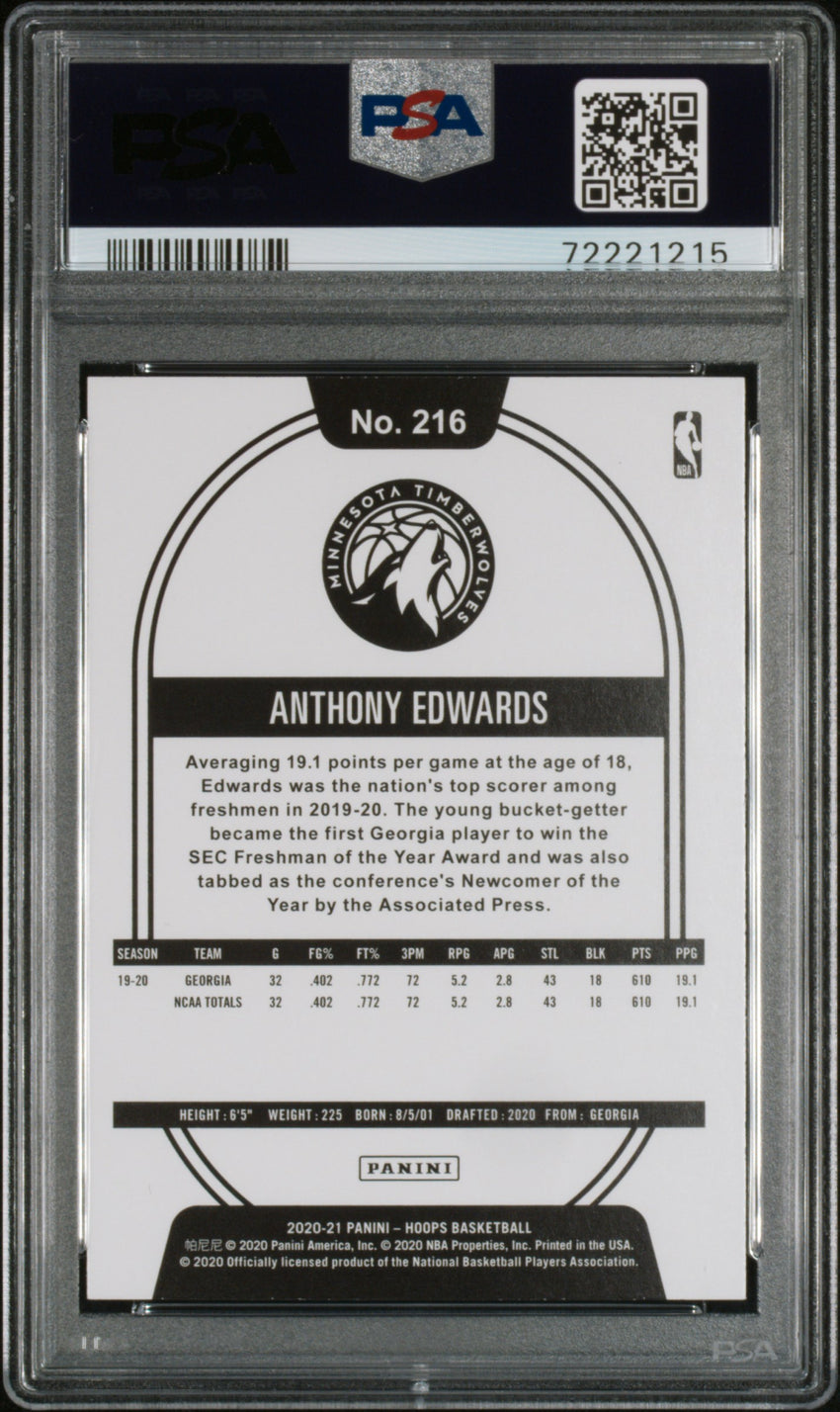 2020 Panini Hoops Anthony Edwards #216 PSA 10 72221215