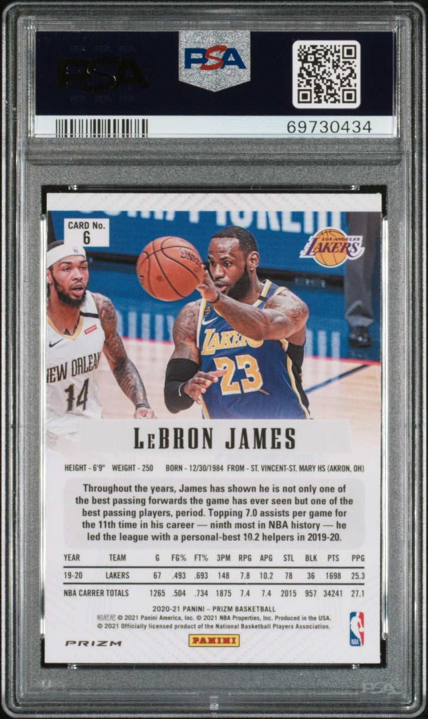 2020 Panini Prizm Prizm Flashback Lebron James Prizm Flshbck-Silver Prizm #6 PSA 9 69730434