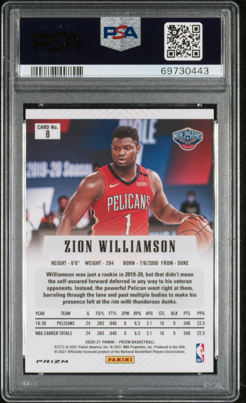 2020 Panini Prizm Prizm Flashback Zion Williamson Prizm Flshbck-Silver Prizm #8 PSA 9 69730443