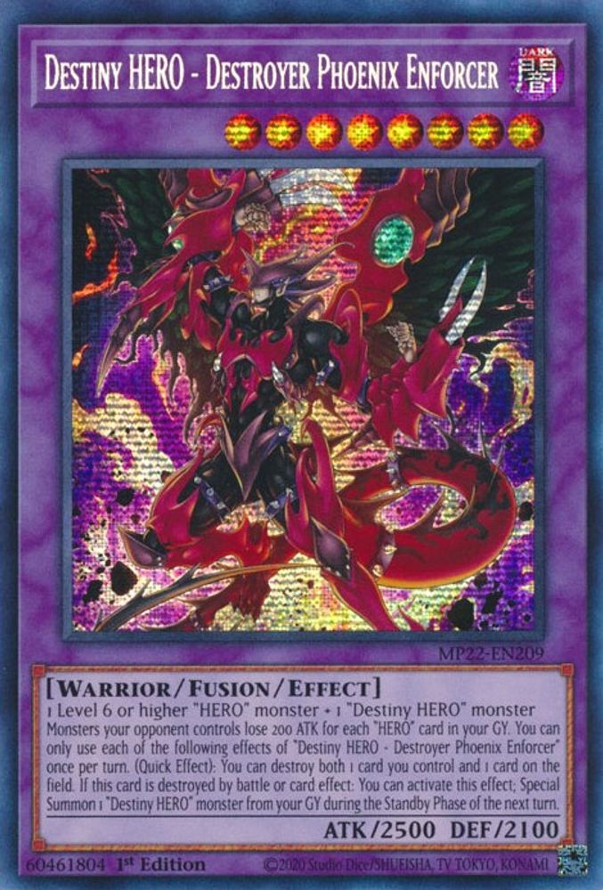 Destiny HERO - Destroyer Phoenix Enforcer - (MP22-EN209) - Prismatic Secret Rare 1st Edition