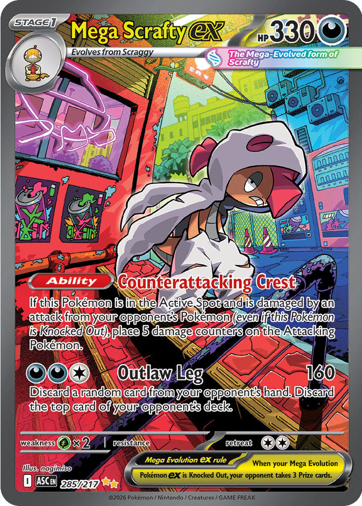 Mega Scrafty ex - ( 285/217 ) - [SPECIAL ILLUSTRATION RARE] - Pokemon ME Ascended Heroes