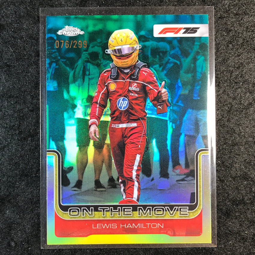 2025 Topps Chrome F1 LEWIS HAMILTON On the Move Teal 76/299 #191