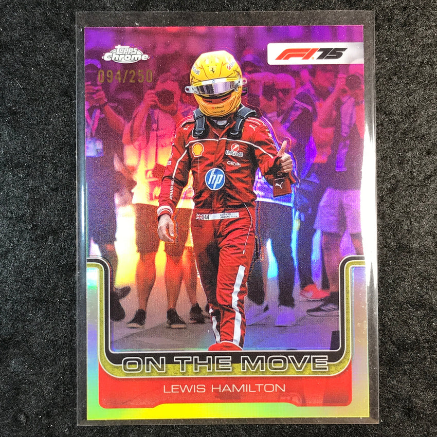 2025 Topps Chrome F1 LEWIS HAMILTON On the Move Pink 94/250 #191