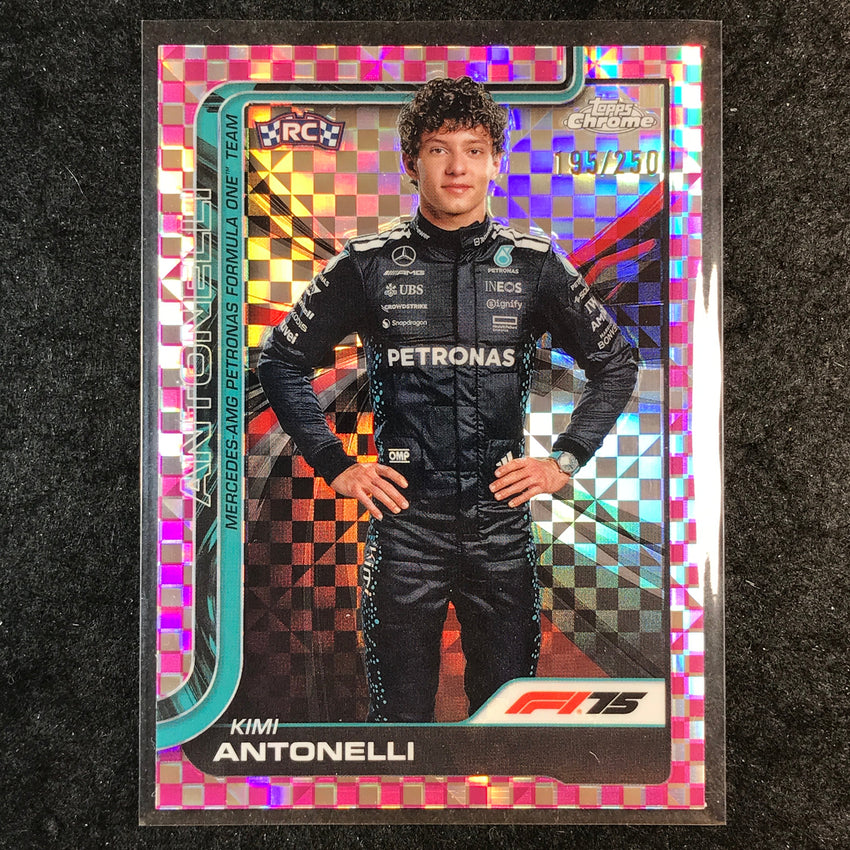 2025 Topps Chrome F1 KIMI ANTONELLI Rookie Pink Checker Flag 195/250 #8