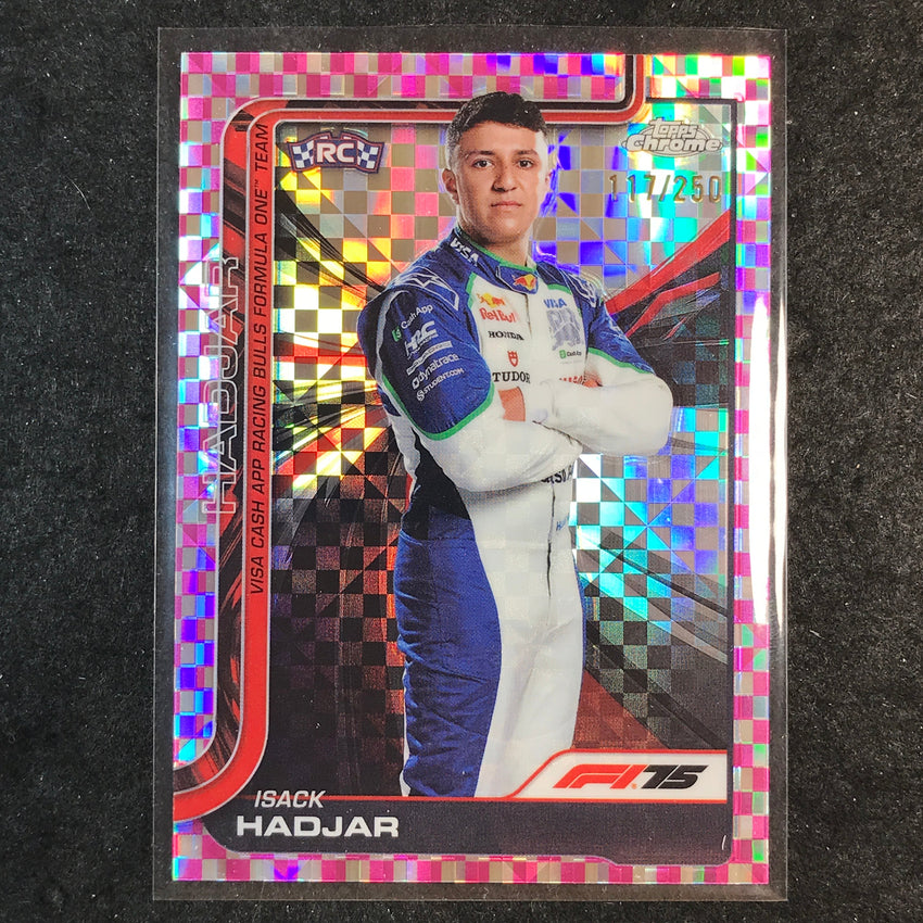2025 Topps Chrome F1 ISACK HADJAR Rookie Pink Checker Flag 117/250 #12