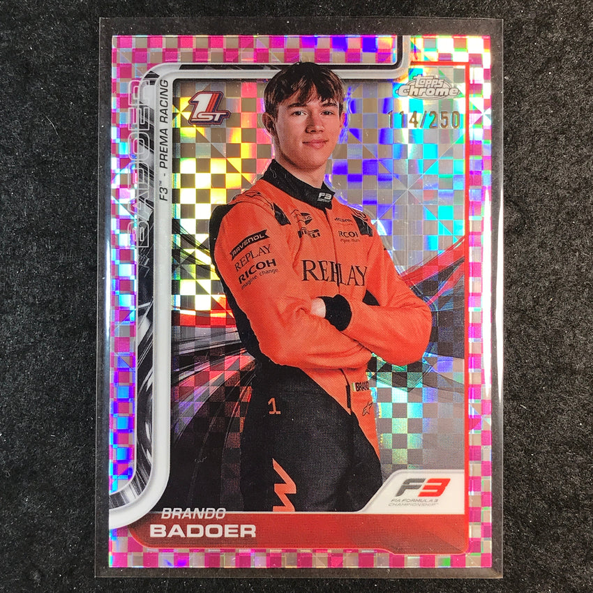 2025 Topps Chrome F1 BRANDO BADOER Pink Checker Flag 114/250 #44