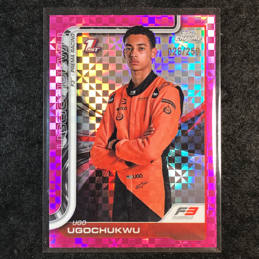 2025 Topps Chrome F1 UGO UGOCHUKWU Pink Checker Flag 26/250 #45
