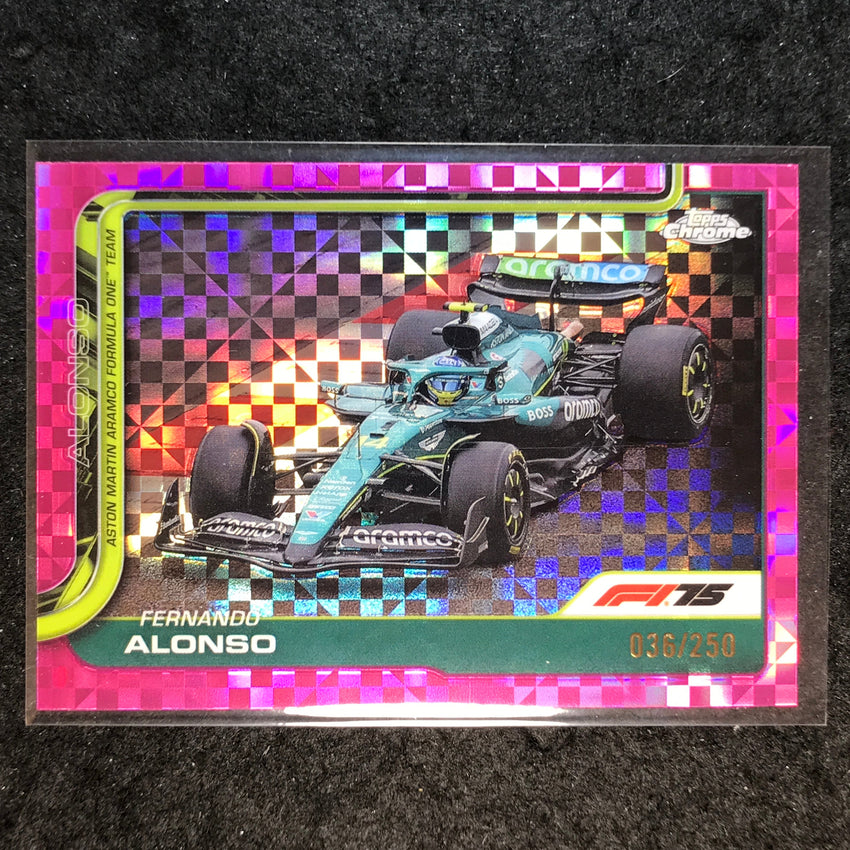 2025 Topps Chrome F1 FERNANDO ALONSO Pink Checker Flag 36/250 #81