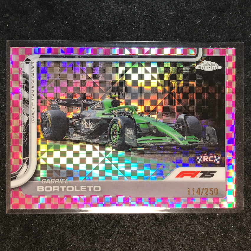2025 Topps Chrome F1 GABRIEL BORTOLETO Rookie Pink Checker Flag 114/250 #92