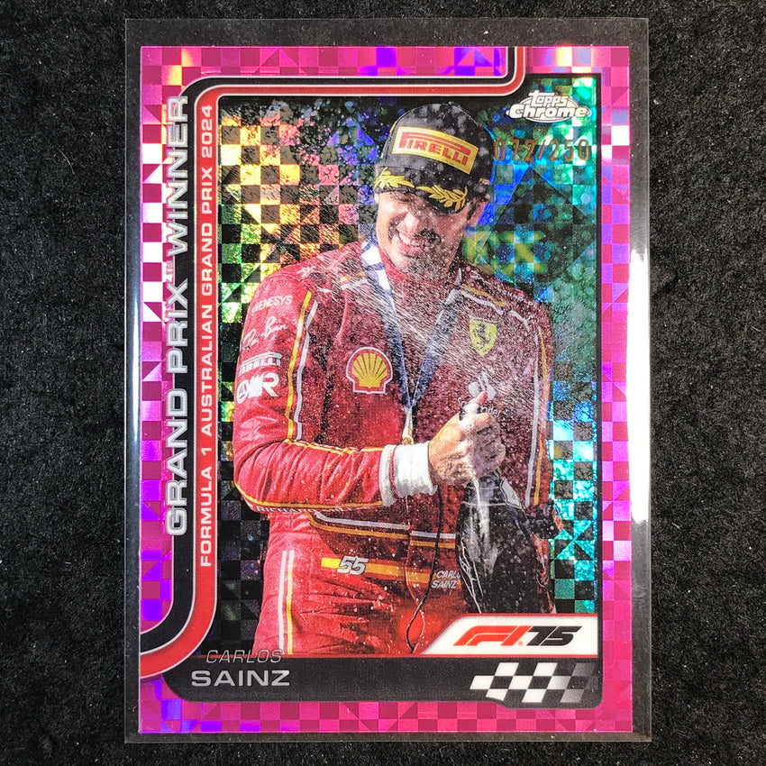 2025 Topps Chrome F1 CARLOS SAINZ Pink Checker Flag 72/250 #95