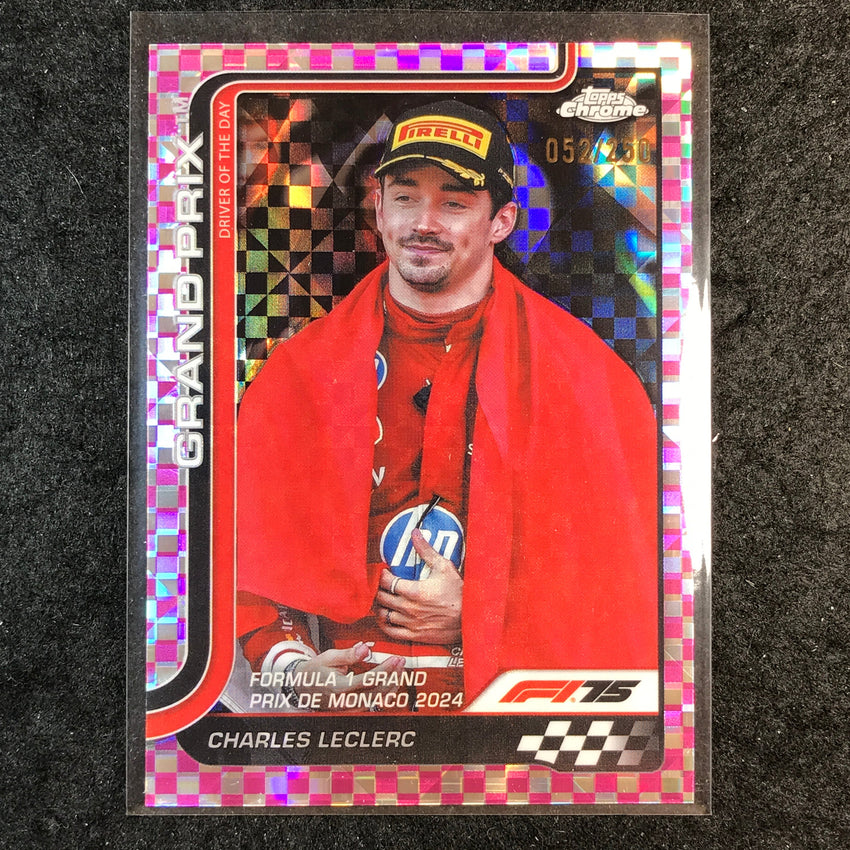2025 Topps Chrome F1 CHARLES LECLERC Pink Checker Flag 52/250 #129