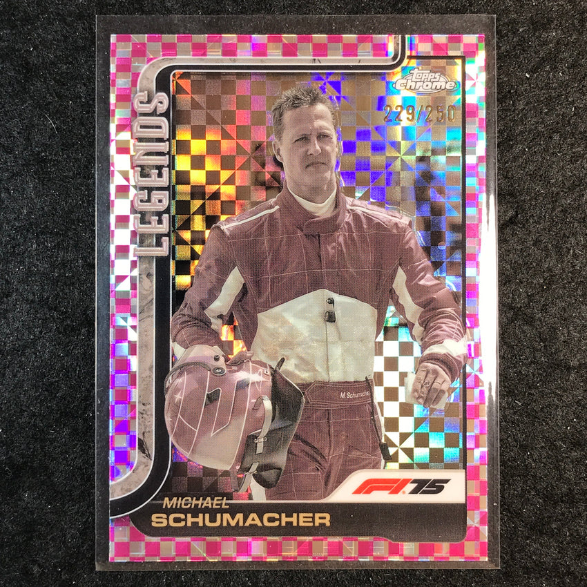 2025 Topps Chrome F1 MICHAEL SCHUMACHER Legends Pink Checker Flag 229/250 #158