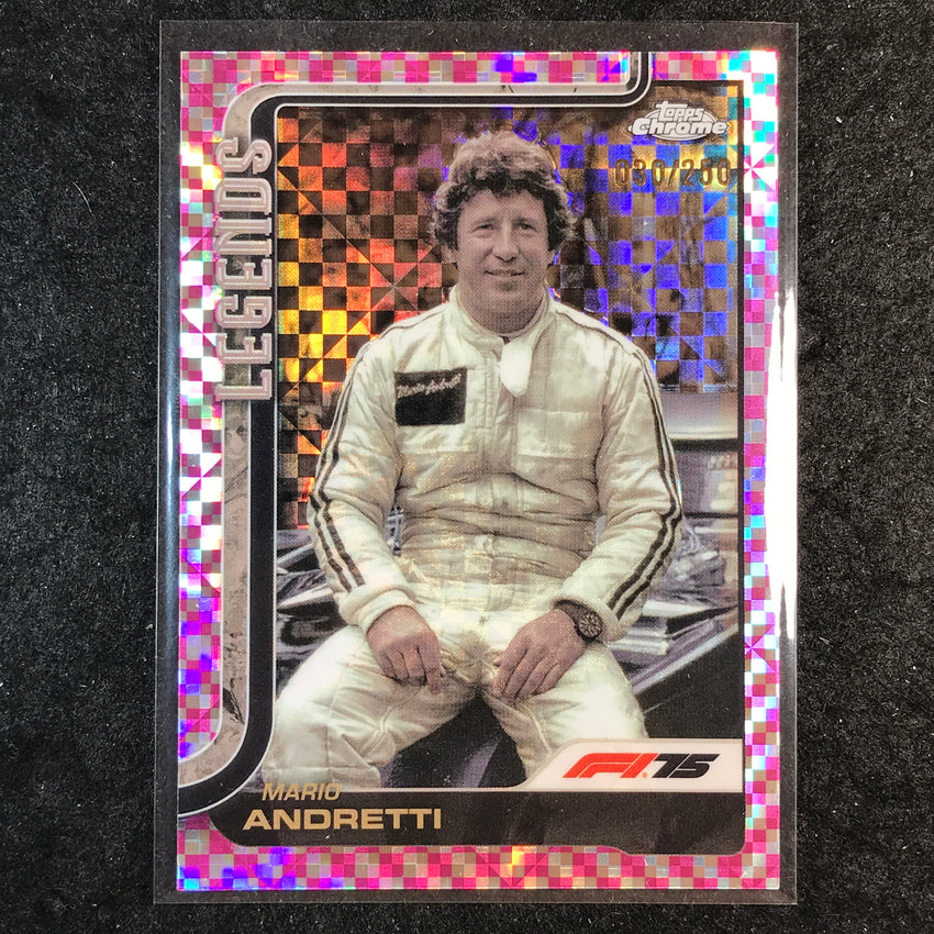 2025 Topps Chrome F1 MARIO ANDRETTI Legends Pink Checker Flag 30/250 #161
