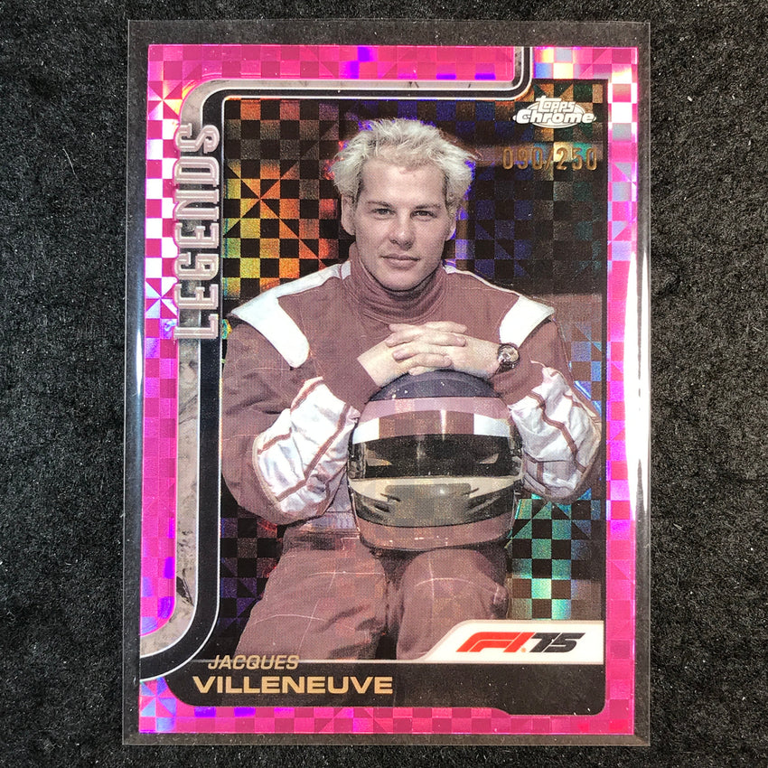 2025 Topps Chrome F1 JACQUES VILLENEUVE Legends Pink Checker Flag 90/250 #163