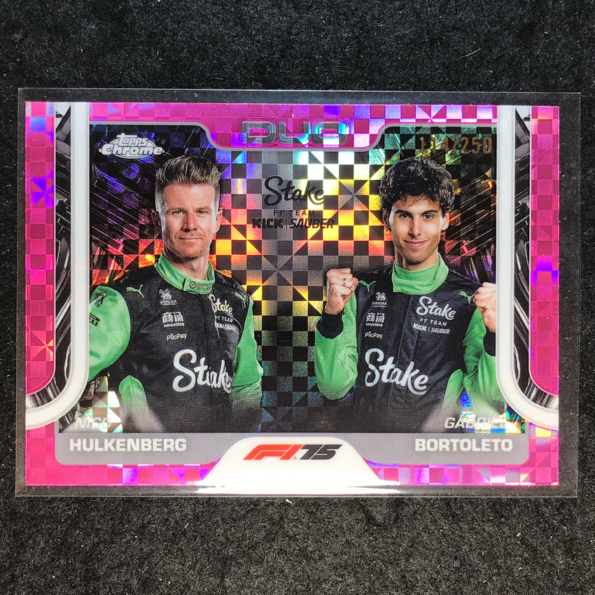 2025 Topps Chrome F1 HULKENBERG BORTOLETO Duo Pink Checker Flag 114/250 #173