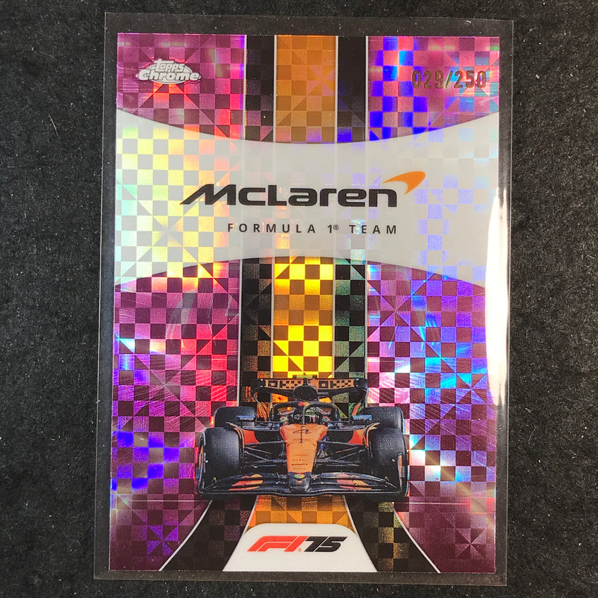 2025 Topps Chrome F1 MCLAREN Team Logo Pink Checker Flag 29/250 #176
