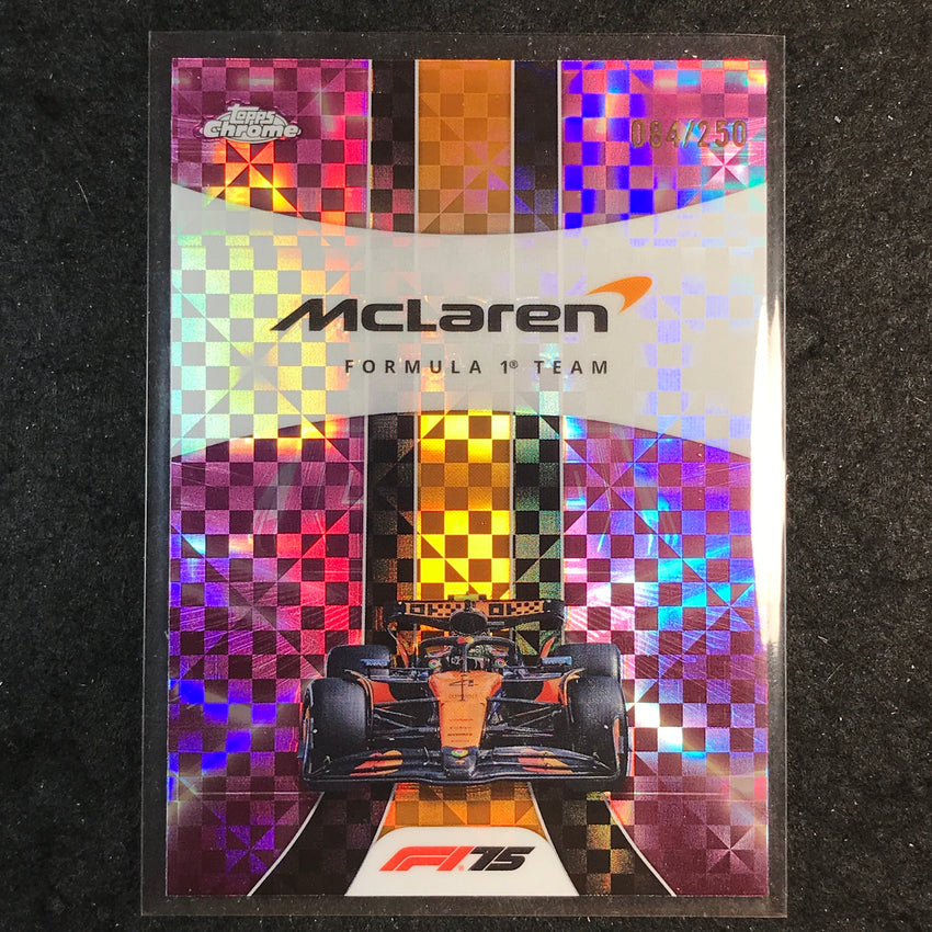 2025 Topps Chrome F1 MCLAREN Team Logo Pink Checker Flag 84/250 #176