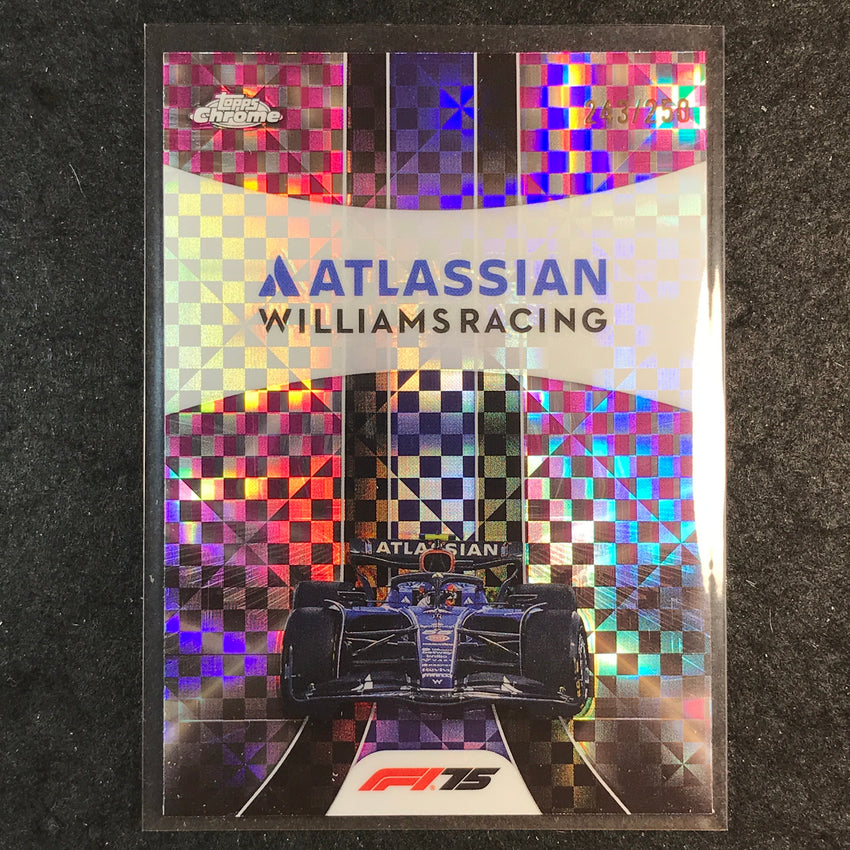 2025 Topps Chrome F1 ATLASSIAN WILLIAMS Team Logo Pink Checker Flag 243/250 #182