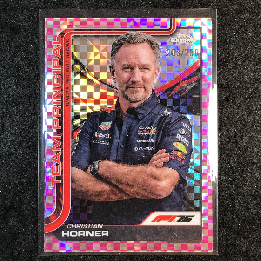 2025 Topps Chrome F1 CHRISTIAN HORNER Pink Checker Flag 203/250 #192