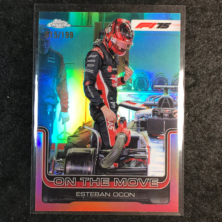 2025 Topps Chrome F1 ESTEBAN OCON On the Move Aqua 15/199 #190