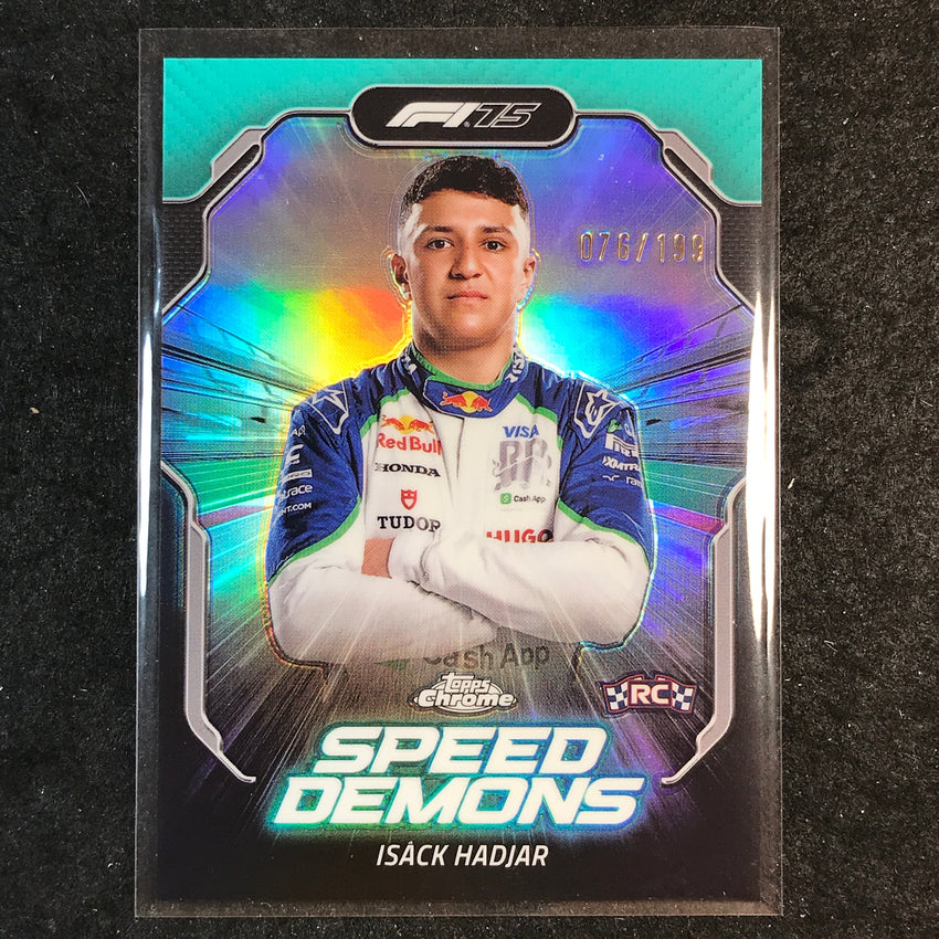 2025 Topps Chrome F1 ISACK HADJAR Speed Demons Rookie Aqua 76/199 #5