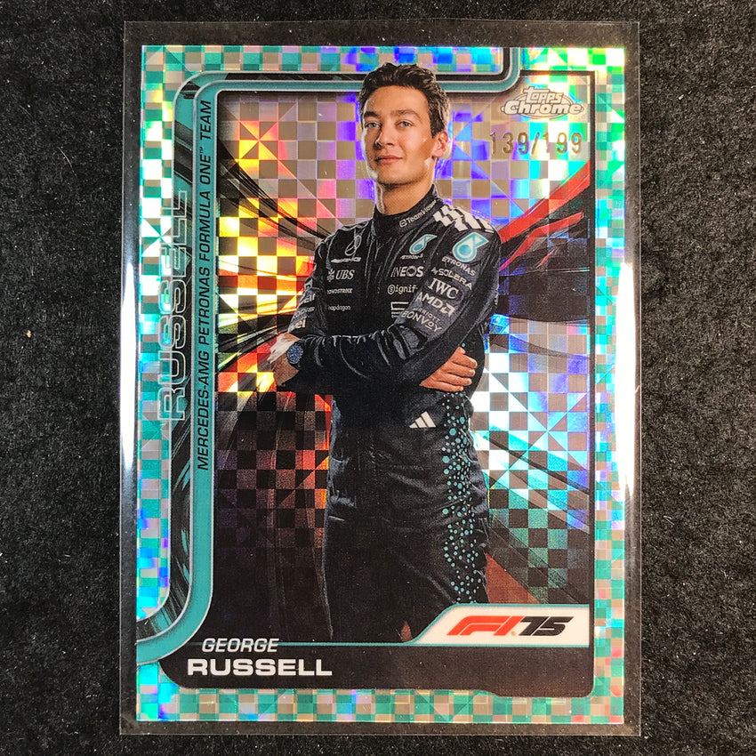 2025 Topps Chrome F1 GEORGE RUSSELL Aqua Checker Flag 139/199 #7