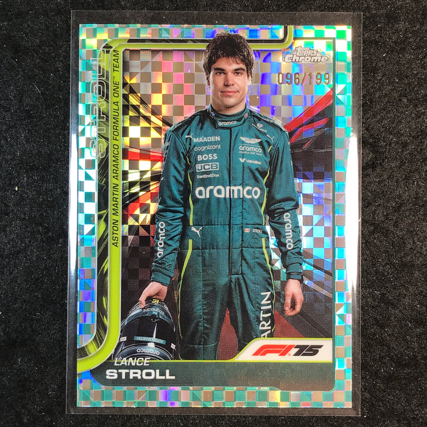 2025 Topps Chrome F1 LANCE STROLL Aqua Checker Flag 96/199 #10